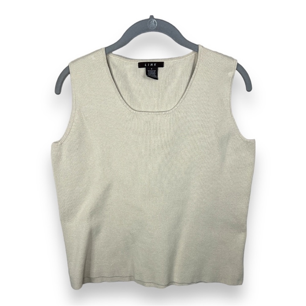 Small Link y2k Style Sleeveless Beige Knit Top Stretch Neutral